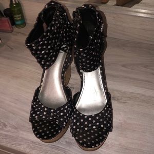 Polka dot Fergalicious wedges. Worn once